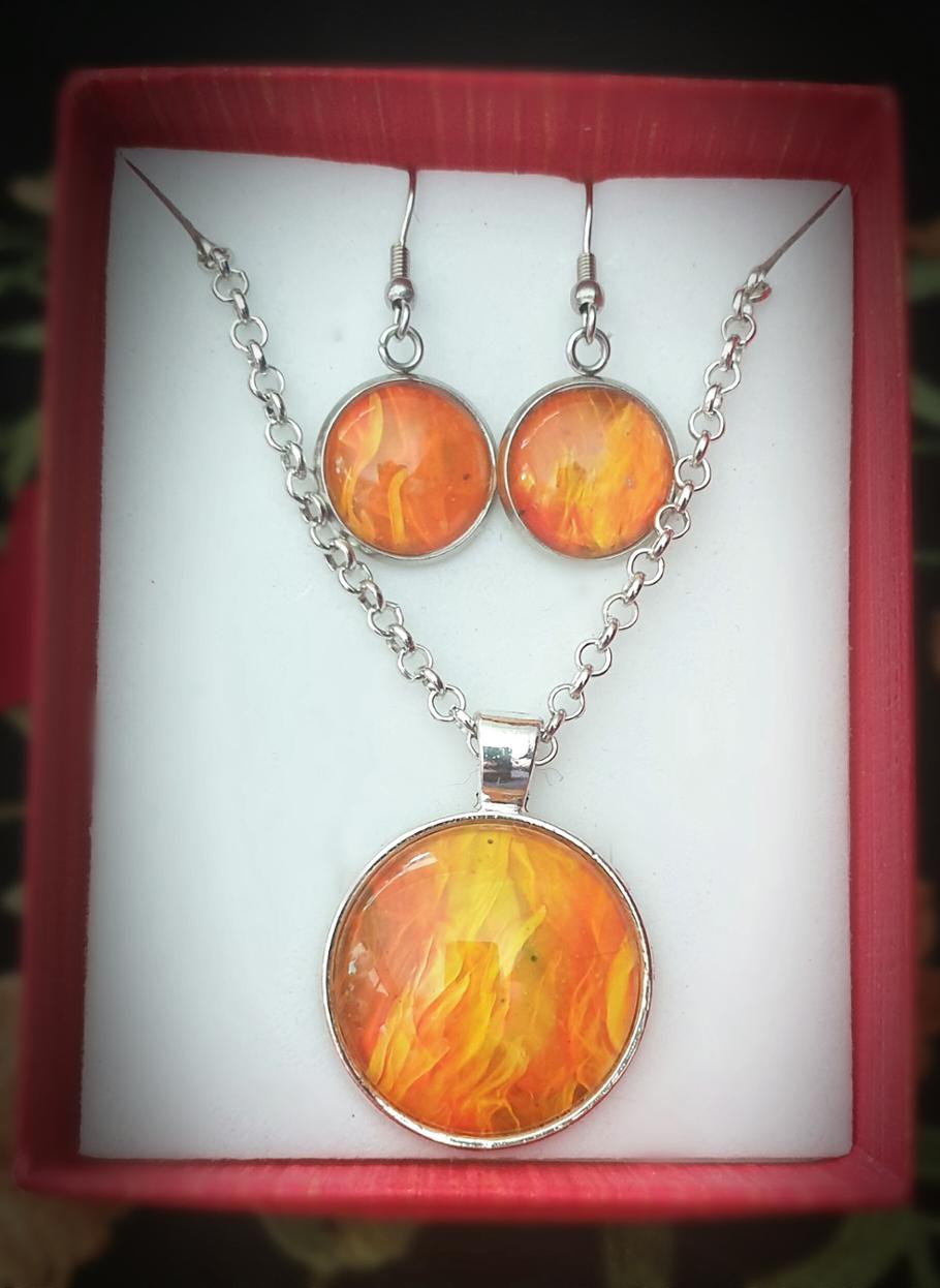 Flame Set - Unique Acrylic Artwork Pendant