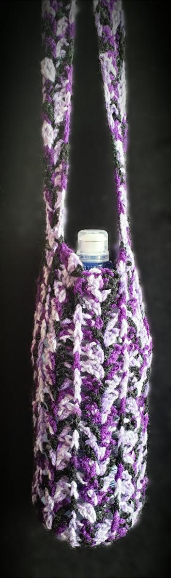 Purple Multi Crochet Water Bottle Holder