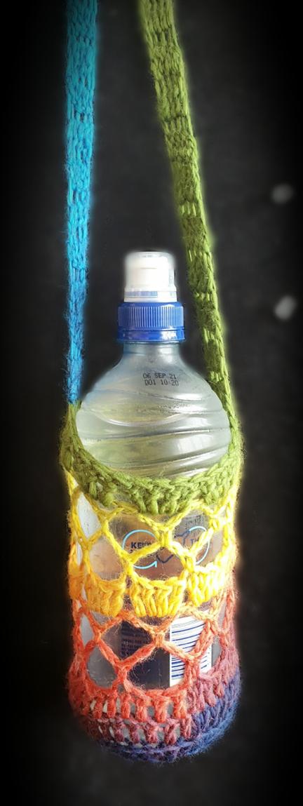 Rainbow Lace Crochet Water Bottle Holder