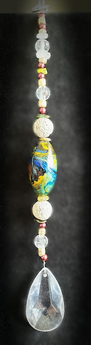 Lava Sun - Suncatcher with natural lava and coloured beads 